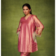 Elegant Organza Cape Style Kurta Set with Textured Palazzo for Women – Festive & Semi-Formal Ethnic Wear