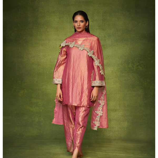 Elegant Organza Cape Style Kurta Set with Textured Palazzo for Women – Festive & Semi-Formal Ethnic Wear