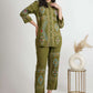 Olive Green Embroidered Shirt & Pant Co-ord Set