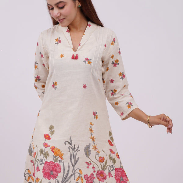 Cotton Kurta Set Mulson Cream Floral