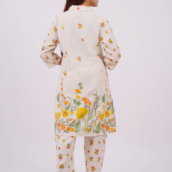 Cotton Kurta Set Mulson Cream Floral