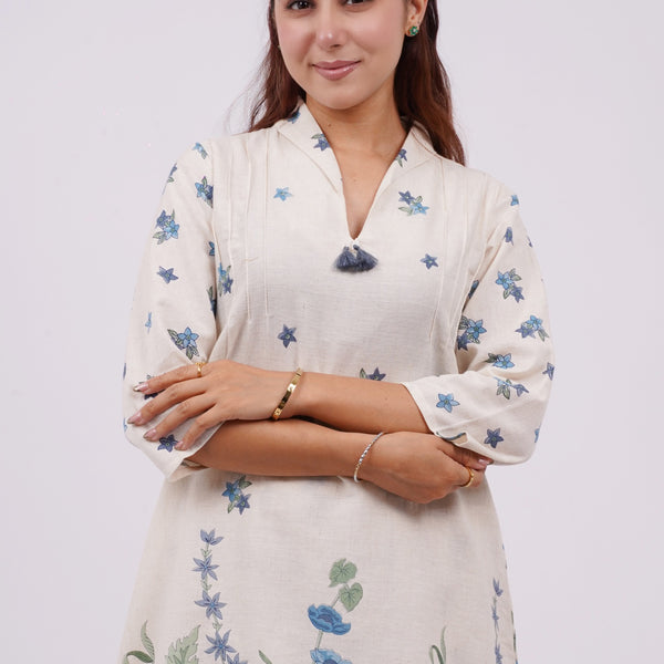 Cotton Kurta Set Mulson Cream Floral