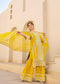 Chicken kari suit Mulson Mustard Yellow Embroidered Sharara Set