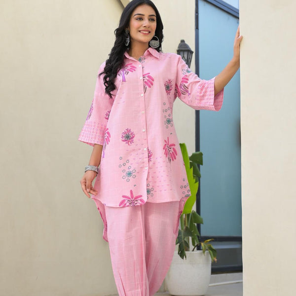 Cigarette Pants & Dupatta Floral Embroidered Straight Kurta Set