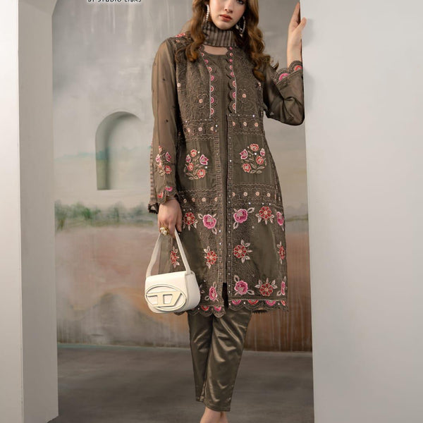 Cotton suit Burgundy Floral Embroidered Kurta Set - Mulson