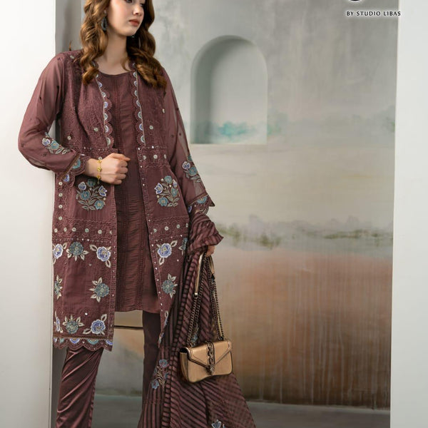 Cotton suit Burgundy Floral Embroidered Kurta Set - Mulson