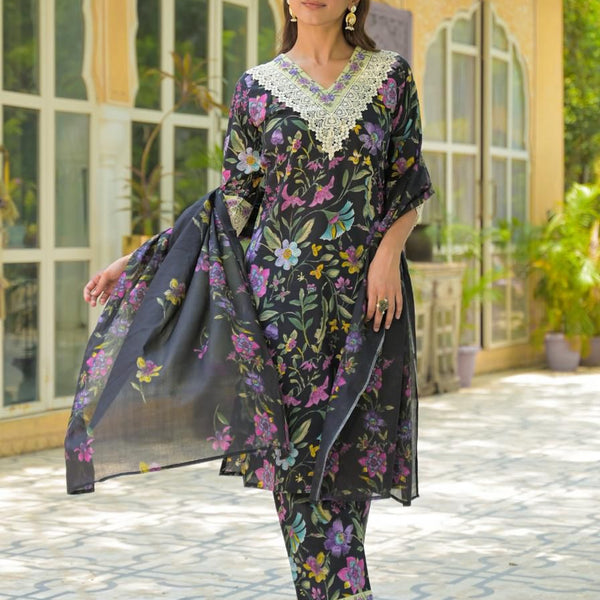 Navy blue suit for women Mulson Floral Set
