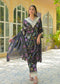Navy blue suit for women Mulson Floral Set