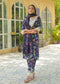Navy blue suit for women Mulson Floral Set