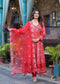 Red Ankarakali suit with Embroidered dupatta