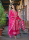 Red Ankarakali suit with Embroidered dupatta