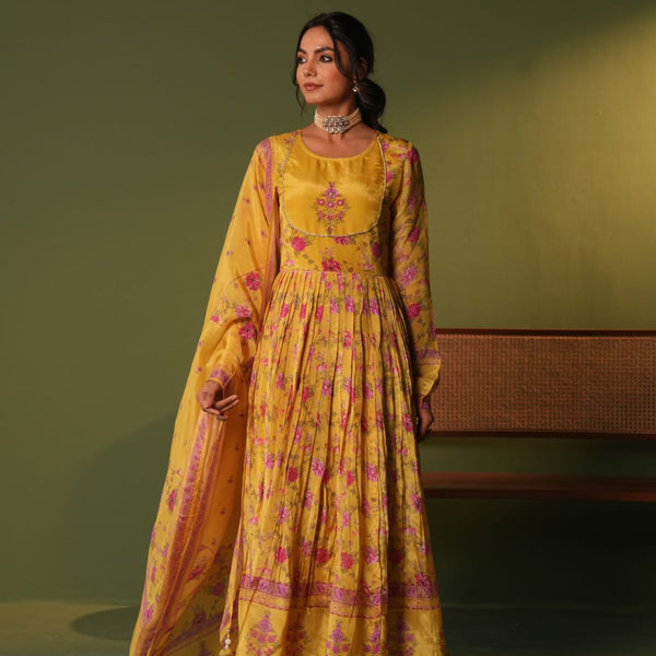 Multicolour Printed Kaftan Style Co-ord Set Pink and Yellow