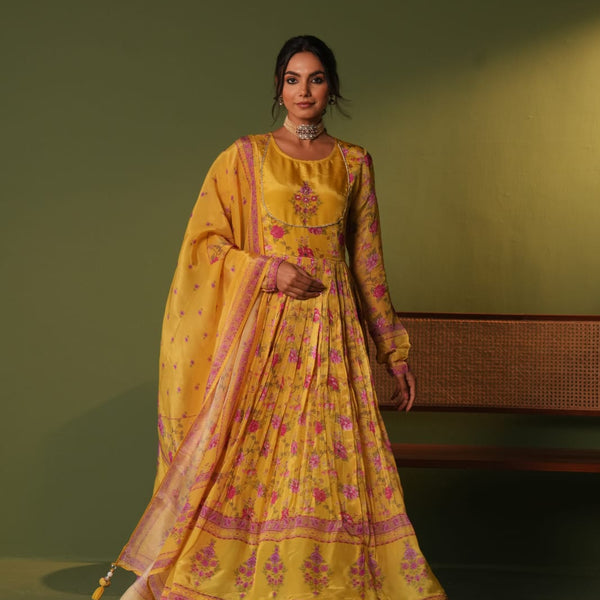 Multicolour Printed Kaftan Style Co-ord Set Pink and Yellow