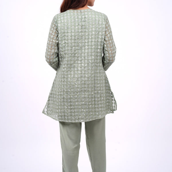 Mulson Green Embroidered Kurta Set