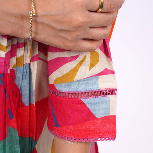 Cotton Kurta for Women Mulson Multicolour Abstract Printed