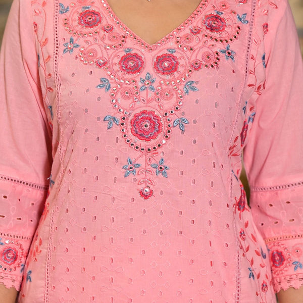 Cotton suit for women Gulab Pink Embroidered Suit Set