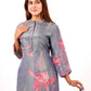 Steel Grey Floral Kurta Set with Dupatta – Mulson Designer Collection