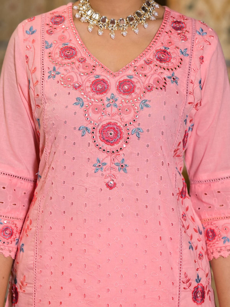 Cotton suit for women Gulab Pink Embroidered Suit Set