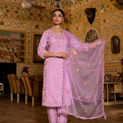 Cotton suit for women Gulab Pink Embroidered Suit Set