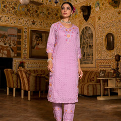 Cotton suit for women Gulab Pink Embroidered Suit Set