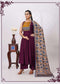 Embroidered Silk Blend Anarkali Kurta Set with Printed Dupatta
